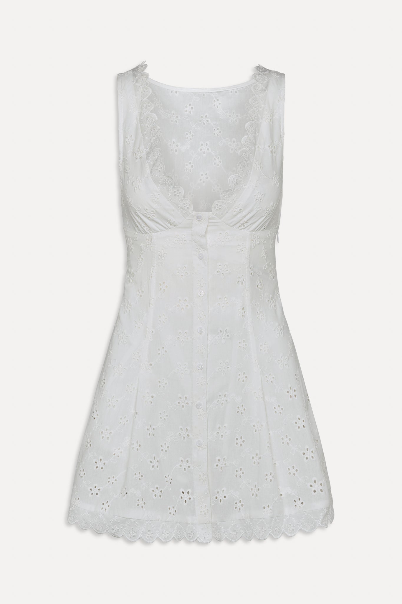 x BELLA HADID Farm Eyelet Mini Dress - Salt Air Eyelet - Image 3