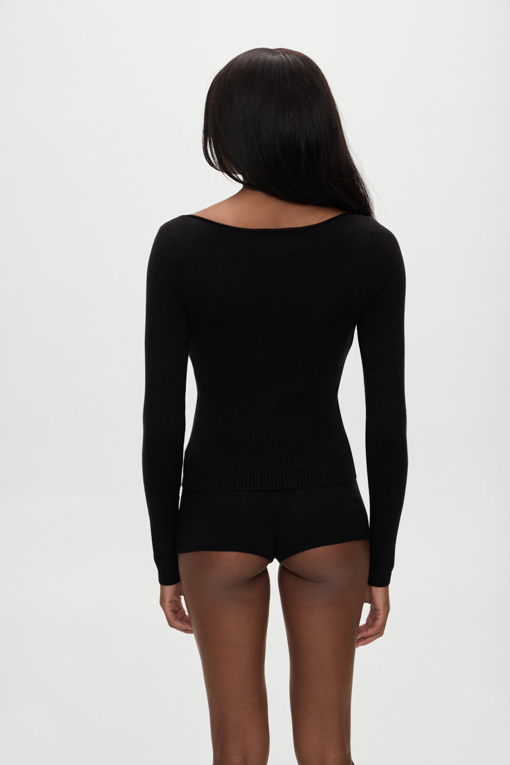 x BELLA HADID Bradley Knit Booty Shorts - Lone Star Black - Image 6