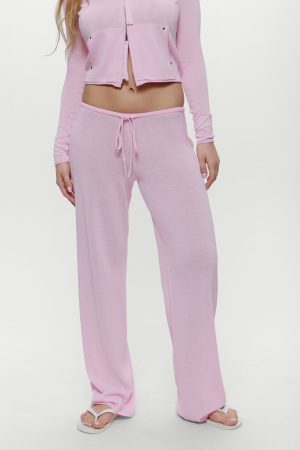 Ela Low Rise Knit Pants - Pink Cloud