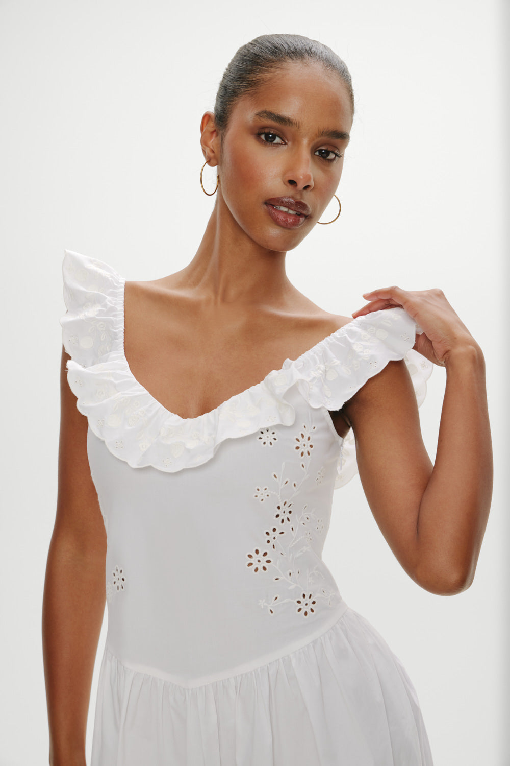 Georgia Cotton Embroidered Midi Dress - Angel's Meadow - Image 2