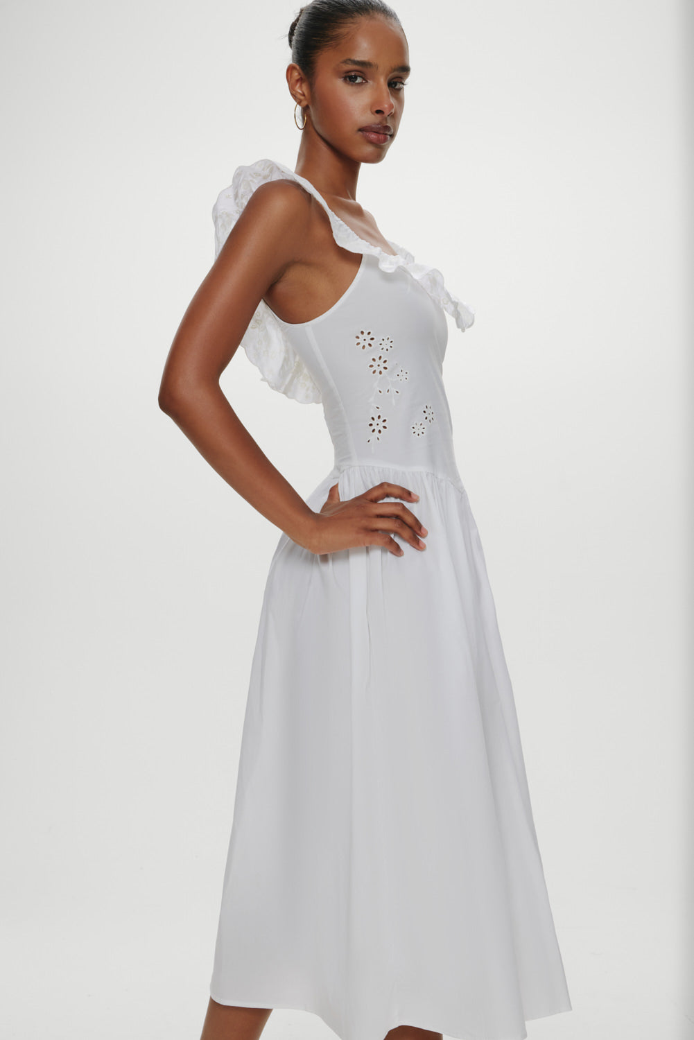 Georgia Cotton Embroidered Midi Dress - Angel's Meadow - Image 5